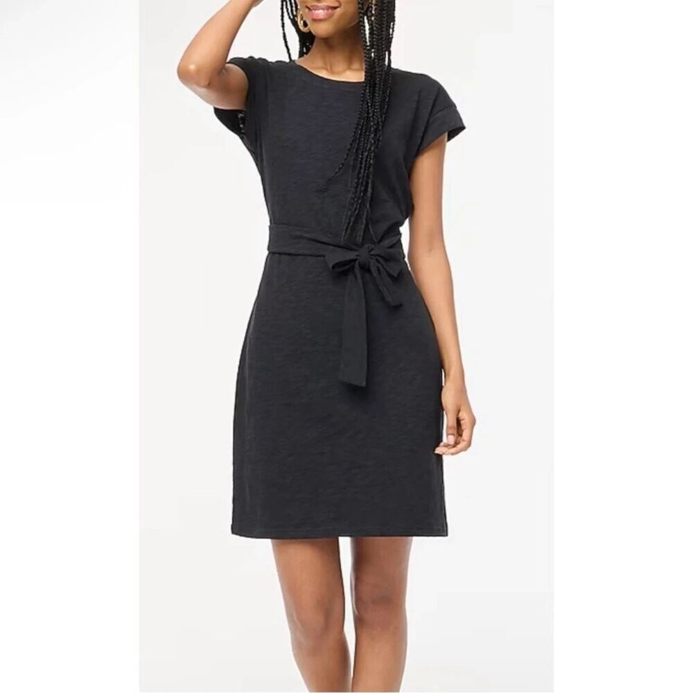 J. Crew Medium Black T-Shirt Dress Wrap Dress Black Minimalist Casual